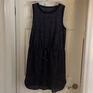 Athleta Black Woodgrain Pattern Sleeveless Dress, size L